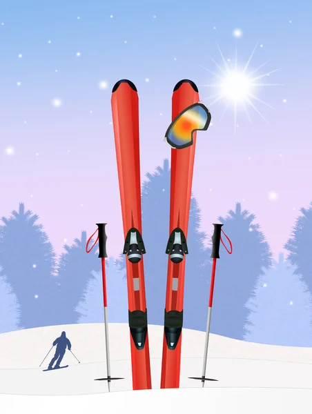 Ski equipment in winter — Stock Photo, Image