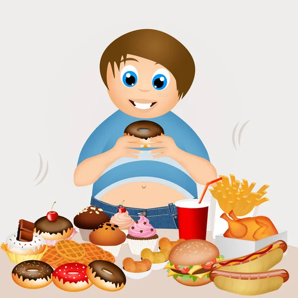 Ilustração de menino com sobrepeso — Fotografia de Stock