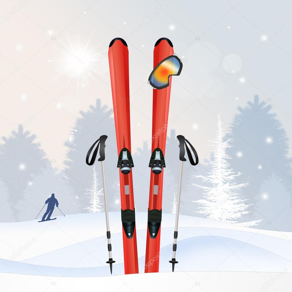 ski equipment in winter