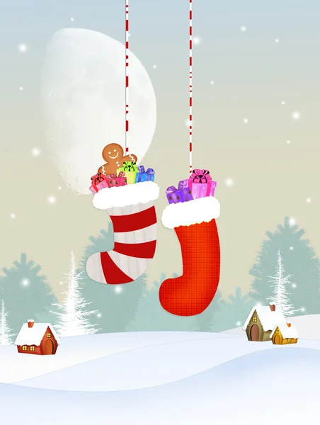 Illustratie van kerst sokken — Stockfoto