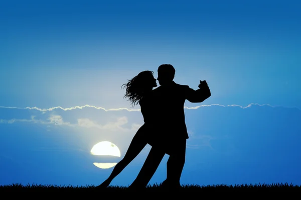 Couple dancig Tango at sunset — Φωτογραφία Αρχείου