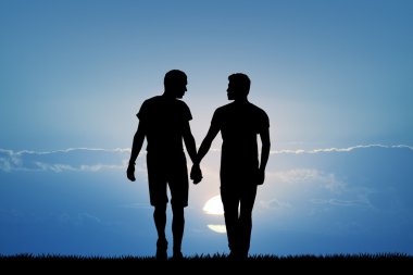 gay couple at sunset clipart