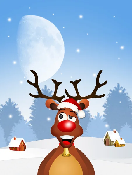 Северный олень в рождественской шляпе — стоковое фото