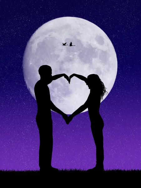 Liebhaber im Mondlicht — Stockfoto