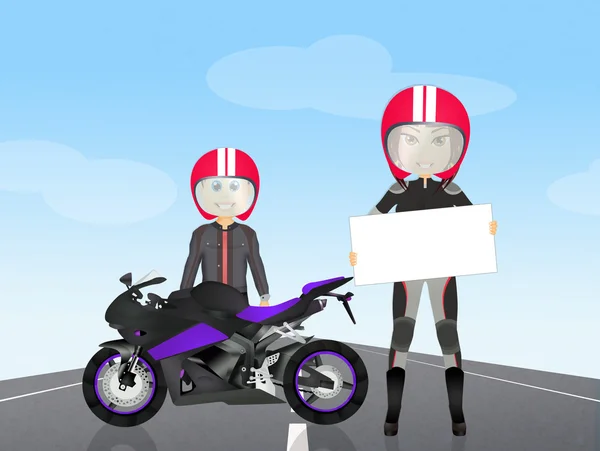 Couple goes on a motorcycle — Stock Photo, Image