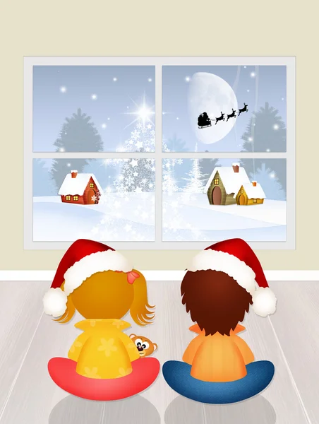 Children are waiting Santa Claus — Stock Photo, Image