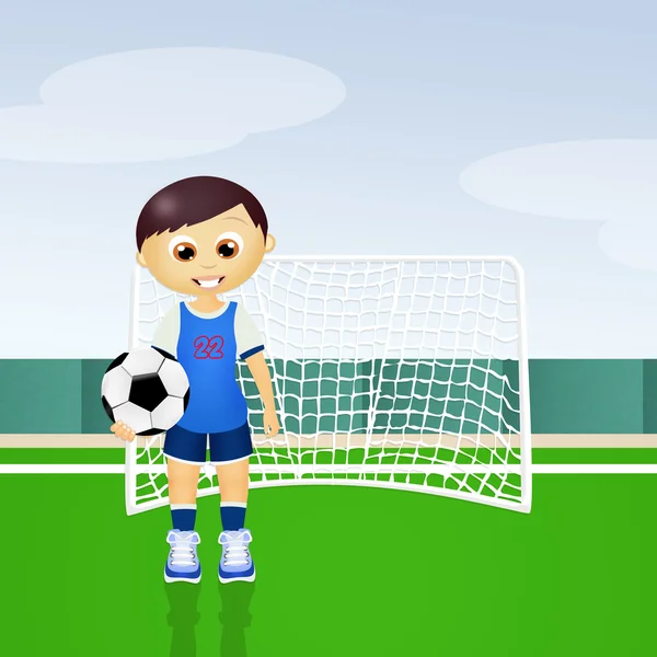 Bambino giocare a calcio — Foto Stock