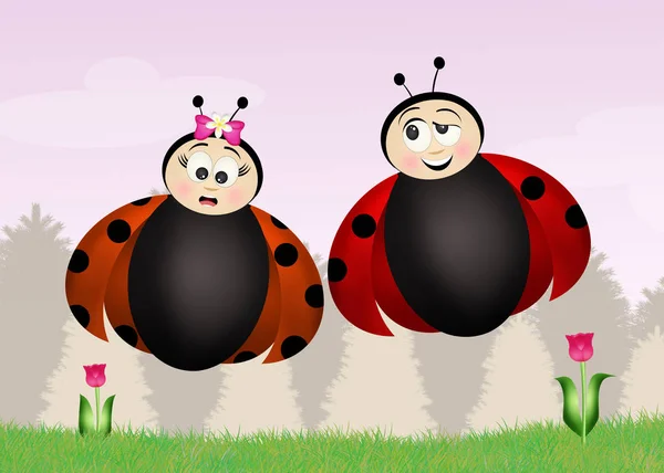 Ladybugs in spring — Stock Photo, Image