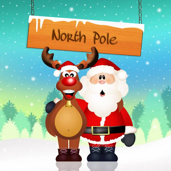Santa Claus and reindeer — Stock Photo, Image