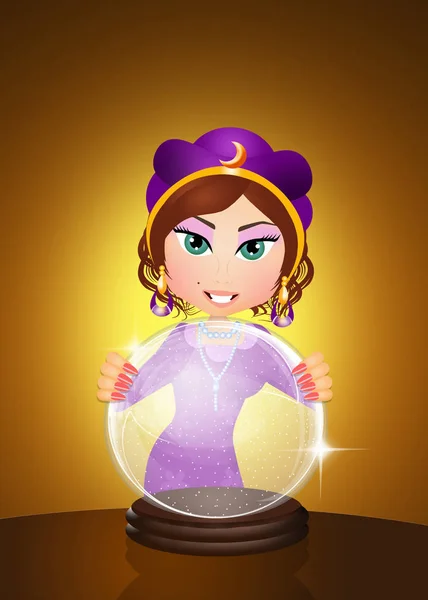 Clairvoyant with crystal ball — Stock Photo, Image