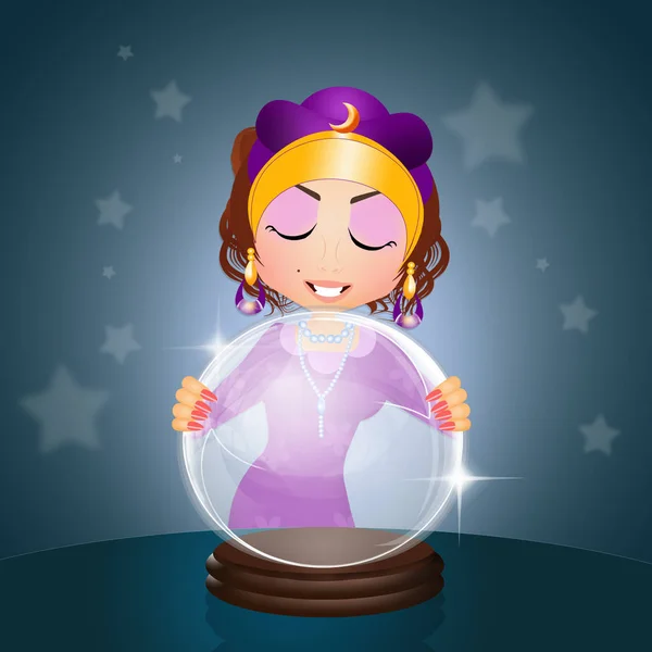 Clairvoyant with crystal ball — Stock Photo, Image