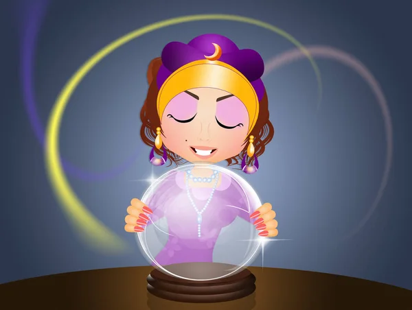 Clairvoyant with crystal ball — Stock Photo, Image