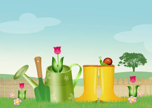 Illustratie van tuin objecten — Stockfoto