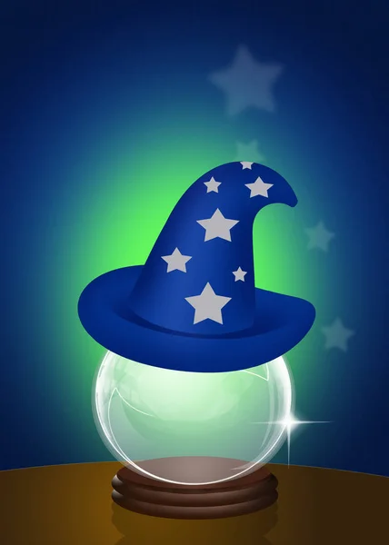 Sombrero de mago en bola de cristal — Foto de Stock