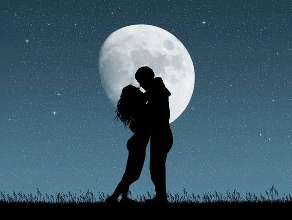 Цілуватися в місячному сяйві — стокове фото