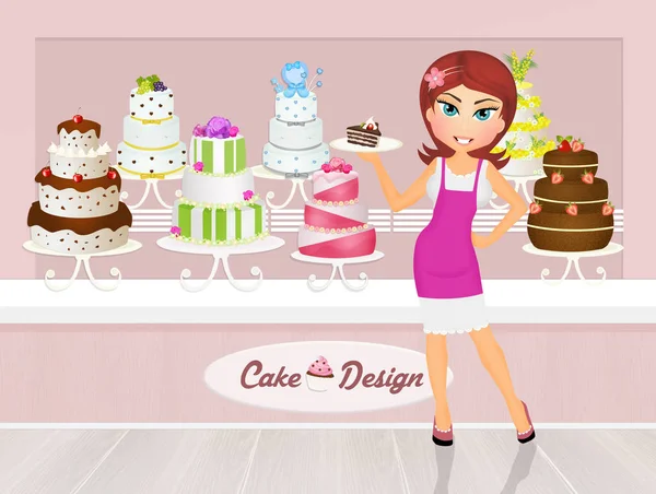 Illustration av dekorerad tårta — Stockfoto