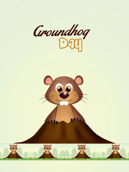 Groundhog in the den — Stock Photo, Image