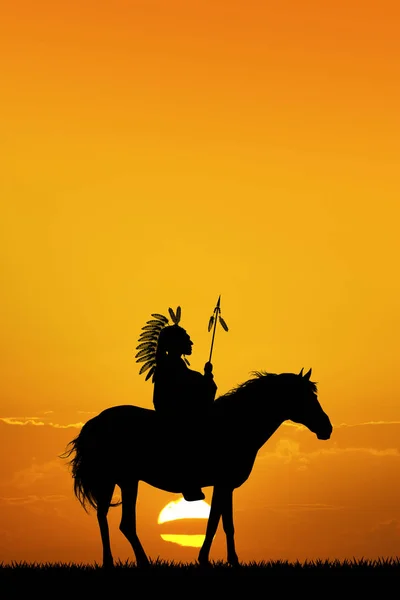 Native American Indian on horse — Stock Photo, Image