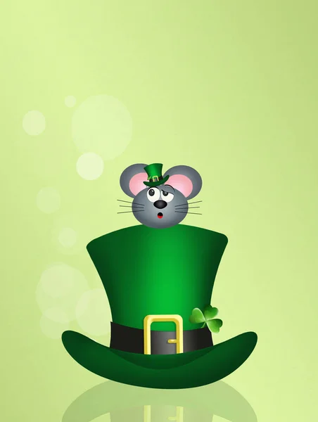Mice on St. Patrick's hat — Stock Photo, Image