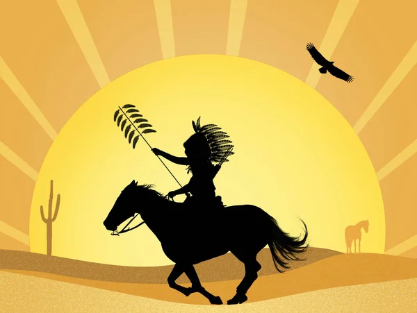 Native american Indian in de woestijn — Stockfoto