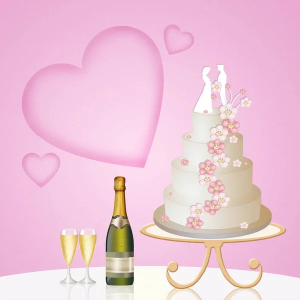 Ilustracja ofwedding ciasto — Zdjęcie stockowe