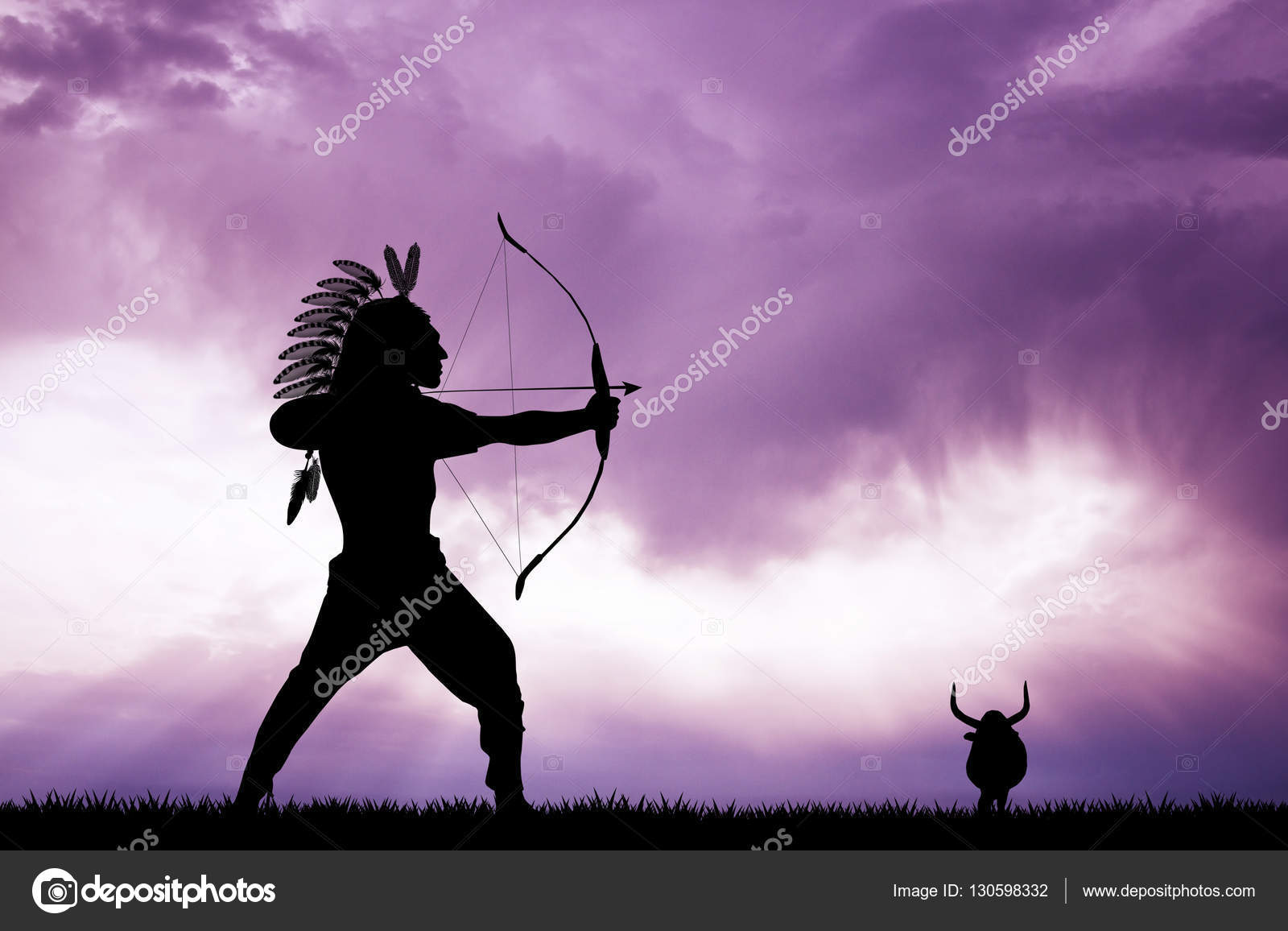 Cacciatore indiano con arco — Foto stock di © adrenalina #130598332, image size:1600x1156