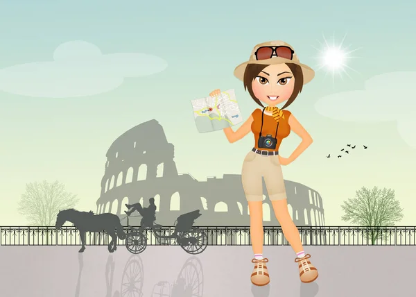 Turisti in visita al Colosseo — Foto Stock