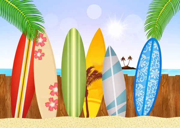 Surfboards on beach — Stock Photo, Image