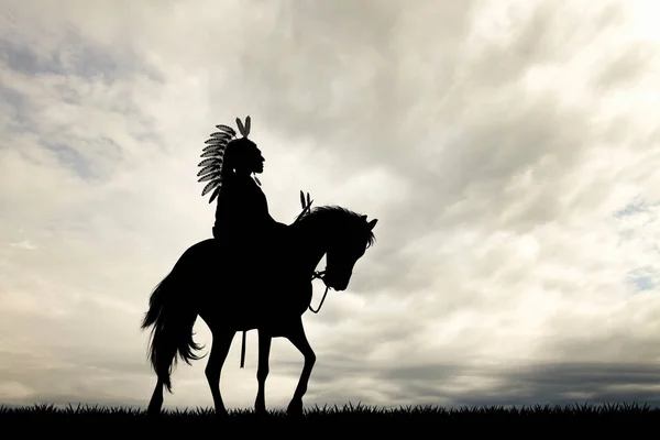 Indianer auf dem Pferd — Stockfoto