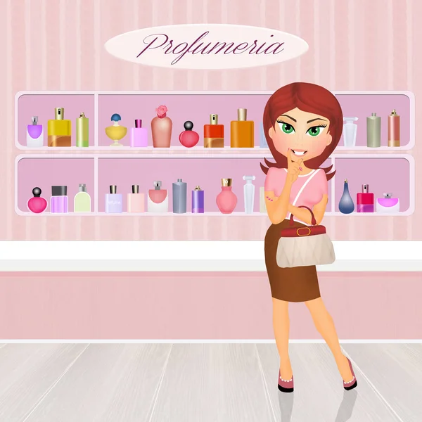 Girl in the perfumery — Stock Photo, Image