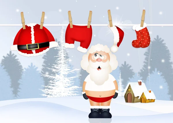 Clothes of Santa Claus hanging — Stock Photo, Image