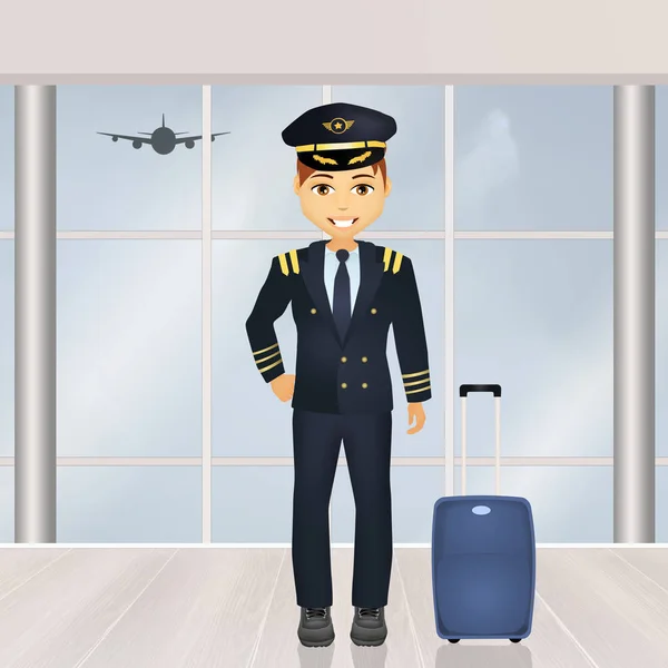 Pilot i flygplatsen — Stockfoto