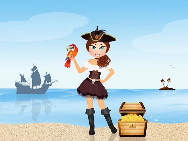 pirate girl with parrot