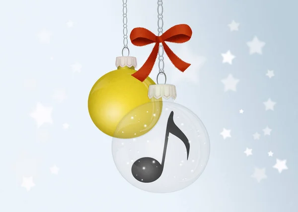 Musical note in the Christmas ball — Stock Photo, Image