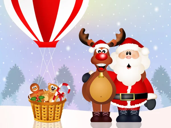 Santa Claus and reindeer — Stock Photo, Image