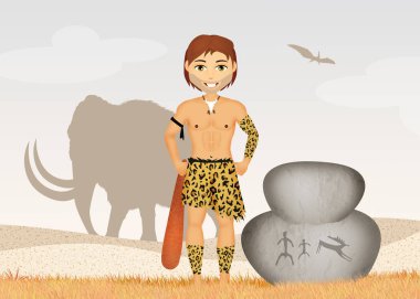 primitive man and mammoth clipart