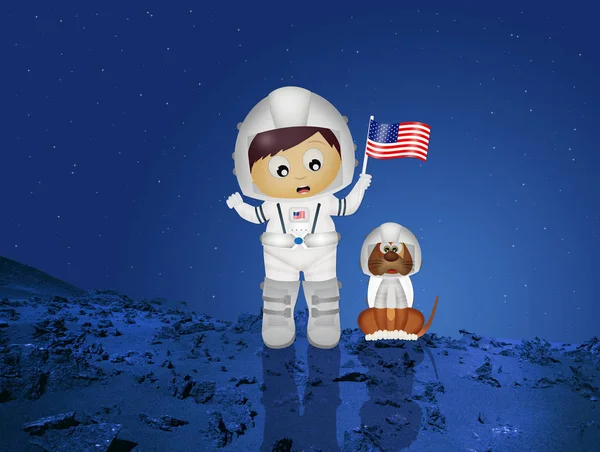 Astronaut Baby s štěně — Stock fotografie