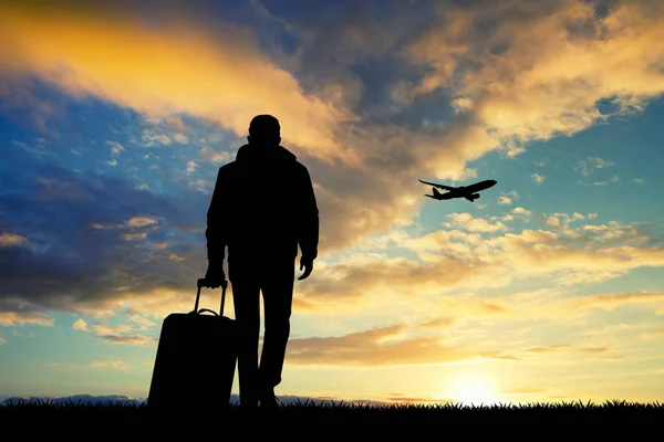 Man med resor resväska — Stockfoto