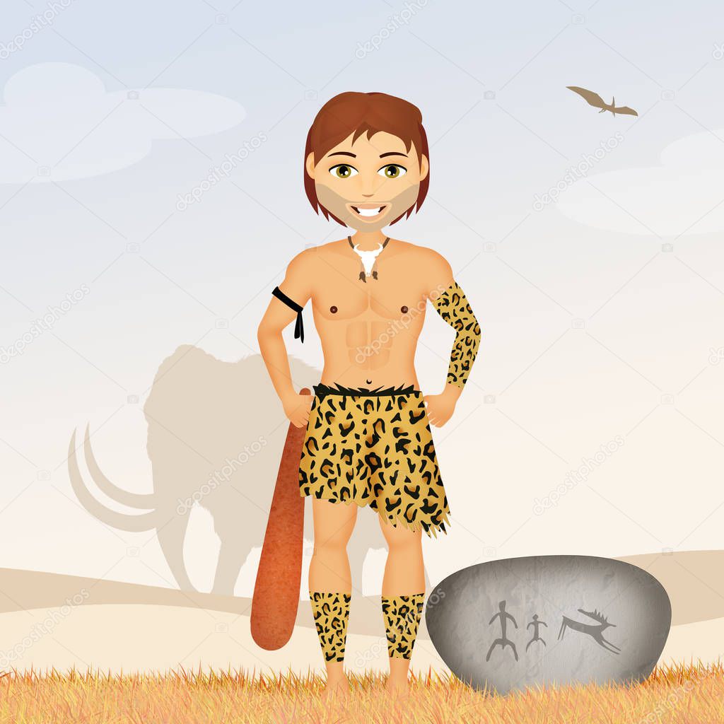 primitive caveman with clave