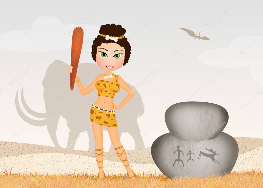 illustration of primitive girl