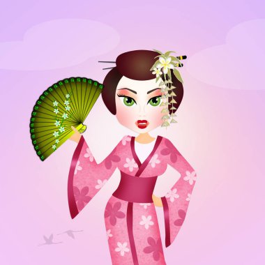 geyşa kimono ile