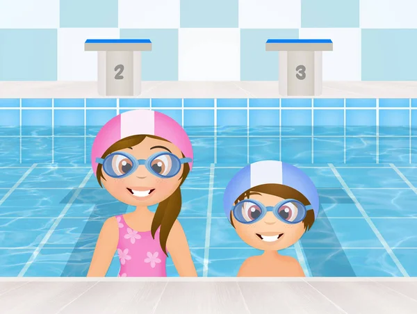 Lekce plavání pro děti — Stock fotografie