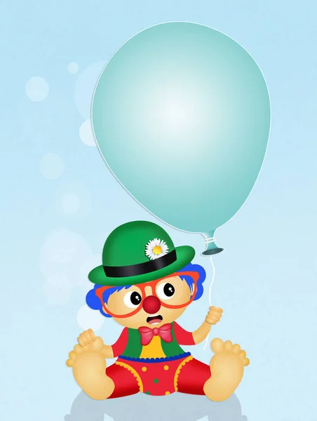 Schattige baby clown met ballon — Stockfoto