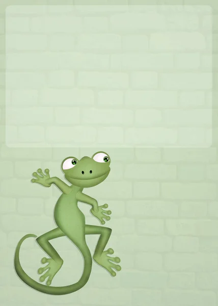 Grappige gecko op de muur — Stockfoto