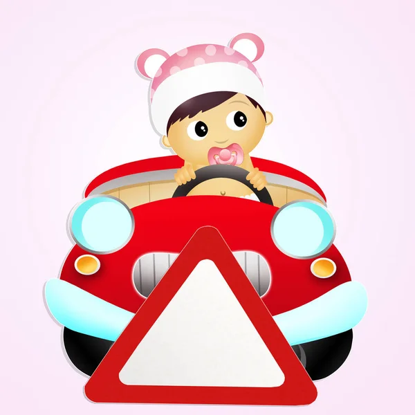 Tanda bayi di papan mobil — Stok Foto