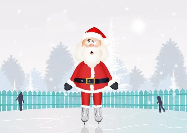 Santa Claus skating on ice — Stock Photo, Image