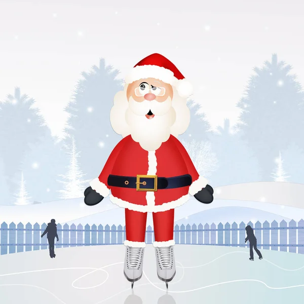 圣诞老人滑冰 — 图库照片