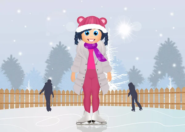 Girl on ice rink — Stock Photo, Image