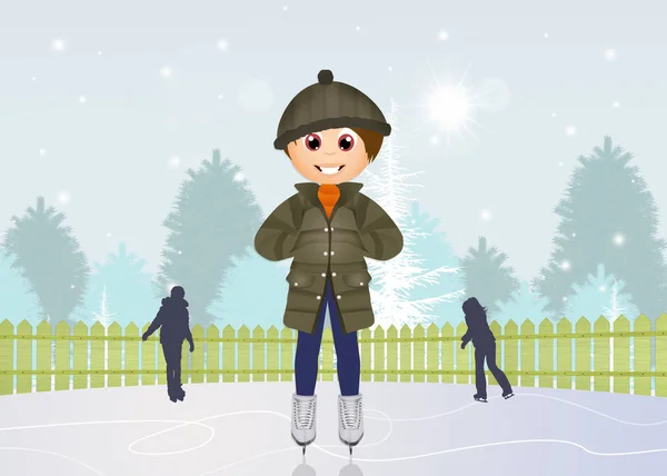 Child skating on ice — Stock Photo, Image