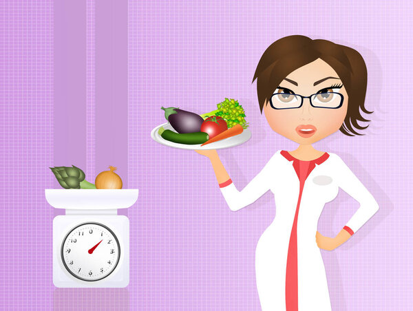dietitian girl with vegetables